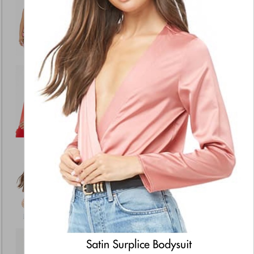 Satin Surplice Bodysuit Never Worn
